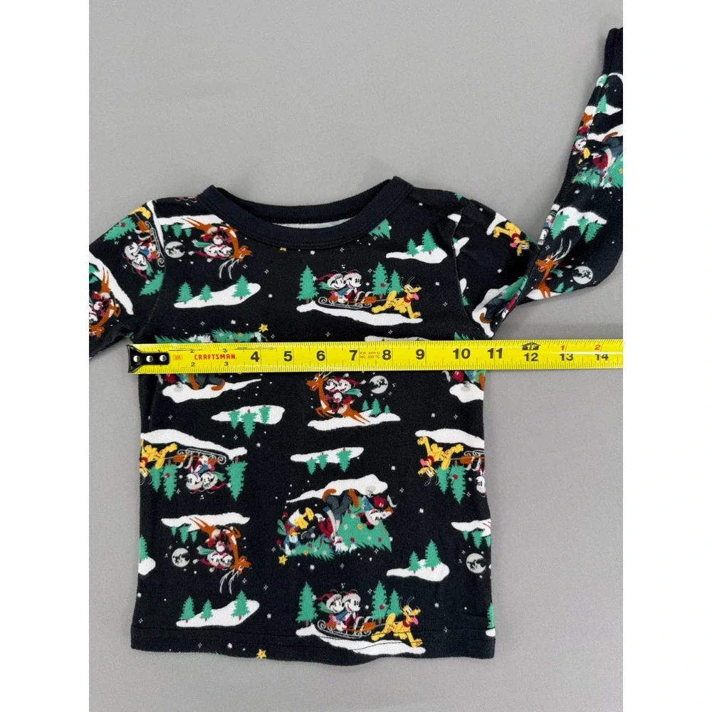 Disney Mickey Mouse Christmas Pajamas Toddler 4T Black Holiday Sleigh Set MK1143